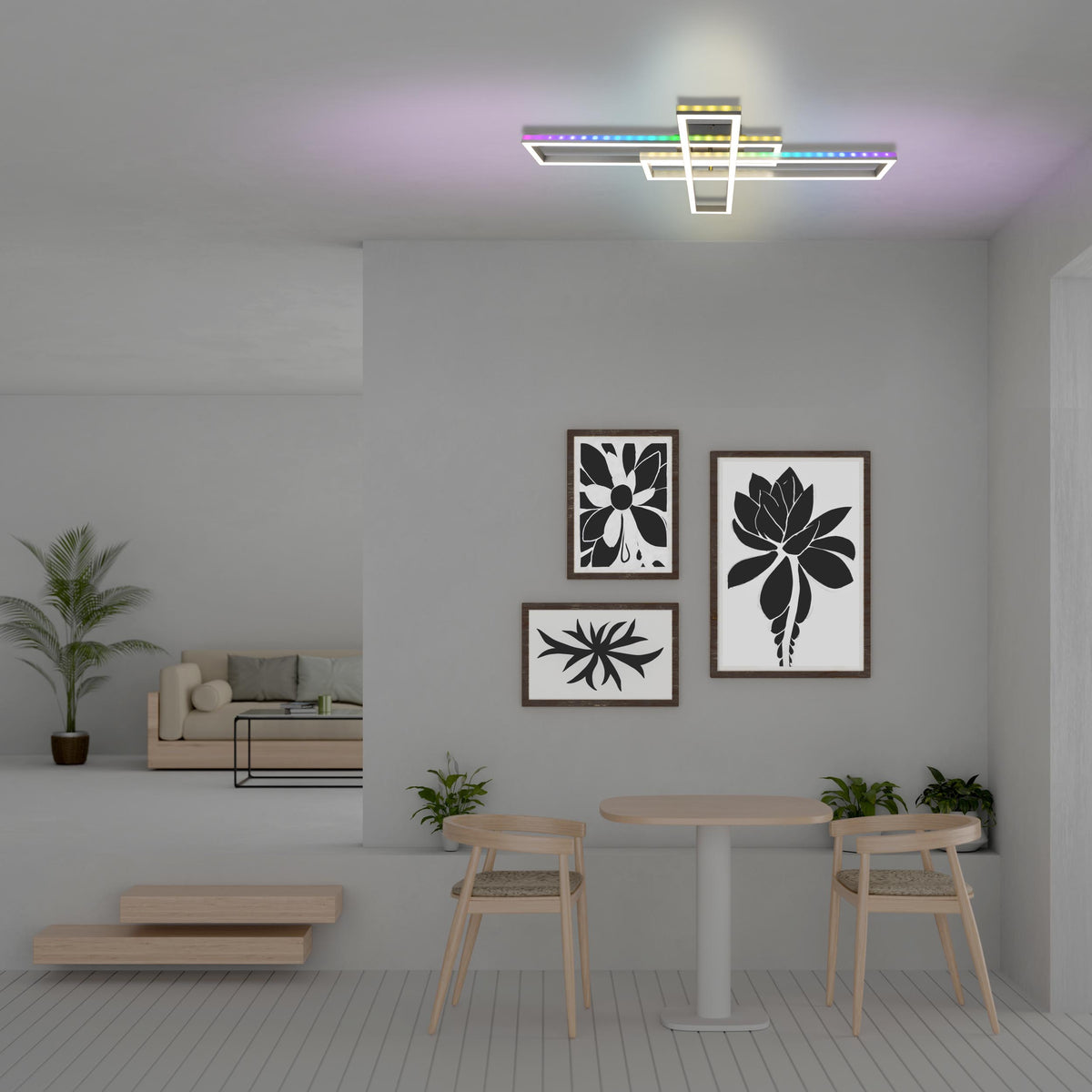LED /CCT Deckenleuchte + RGB-Backlight "BANTRY" L:95cm