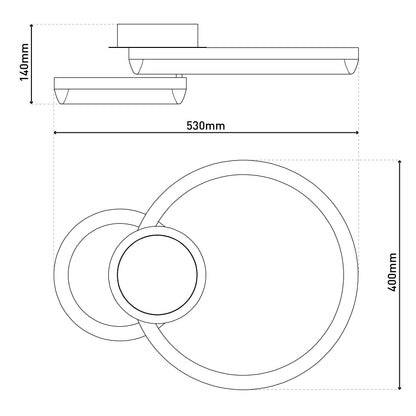 LED Deckenleuchte "CIRCULO" L: 53 cm