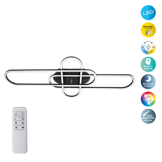 LED /CCT Deckenleuchte "CARLON" L: 103cm schwarz