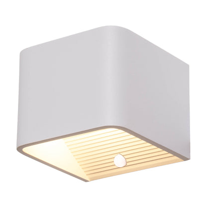 Wandleuchten - Akku-/Wandleuchte "CUBE" magnetisch L/B: 10cm weiß, Wandlampe im Modern Style, ausMetall in weiß, 8 cm hoch, Maße 10 x 10 cm, inkl. LED  Akkubetrieb  Bewegungsmelder  Kippschalter  USB Typ C
