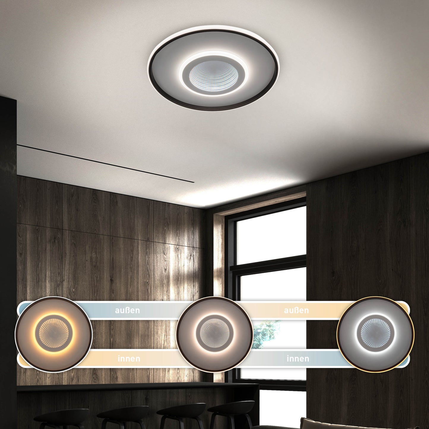 LED / CCT Deckenleuchte 3D-Effekt "REDONA" Ø: 50cm