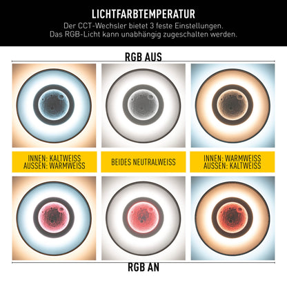 LED / CCT / RGB Deckenleuchte "LIVANA" inkl. Mondstruktur Ø: 50 cm