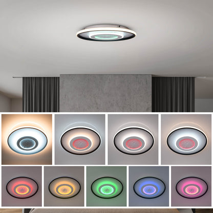 LED / CCT / RGB Deckenleuchte "LIVANA" inkl. Mondstruktur Ø: 50 cm