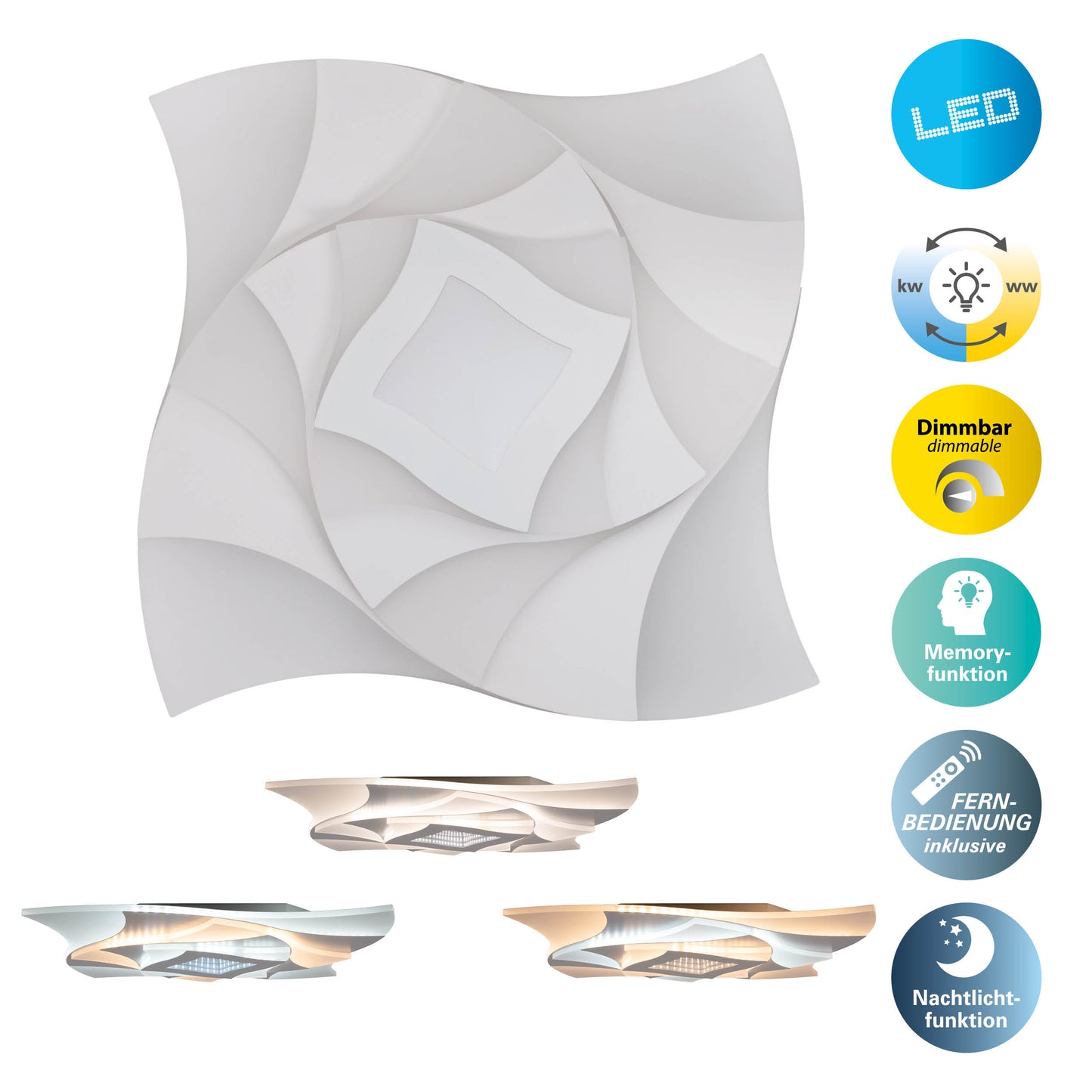 LED / CCT Deckenleuchte "LIORA" 3D-Effekt L/B: 48cm