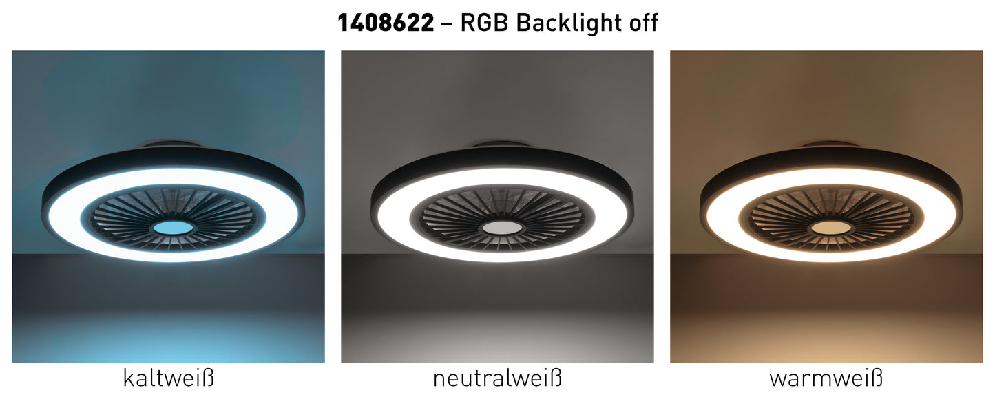 LED CCT / RGB Deckenleuchte "ARIOSO" inkl. Ventilator Ø: 54cm