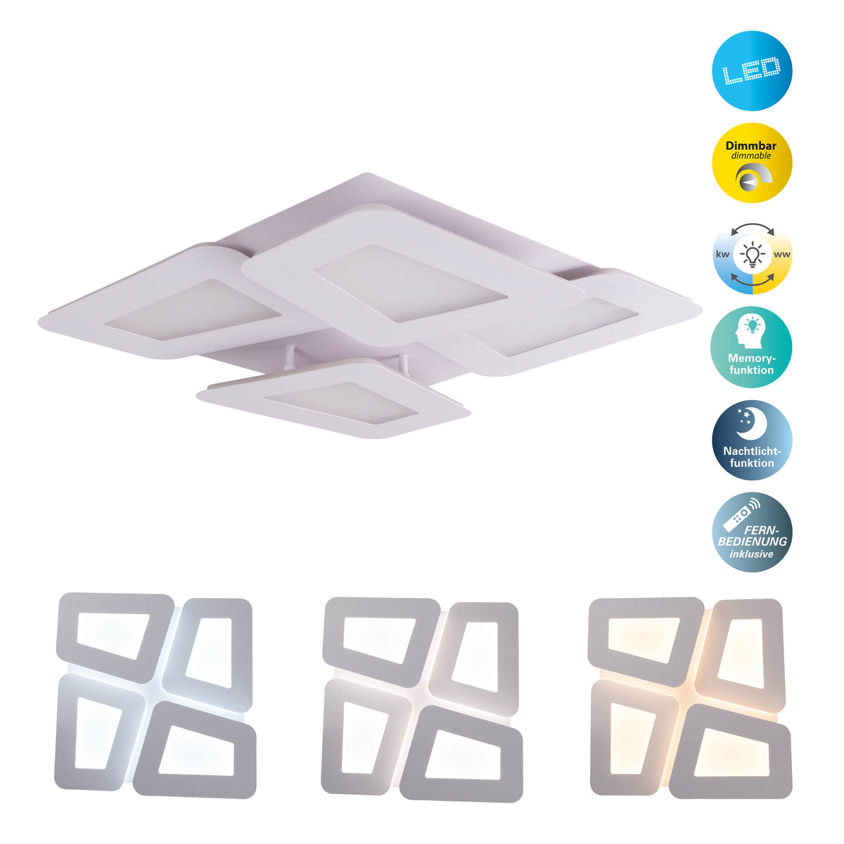 LED / CCT Deckenleuchte "SIMEN" L/B: 48cm weiß