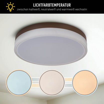 LED / CCT Deckenleuchte "LOLA" Ø: 50cm / weiß/braun