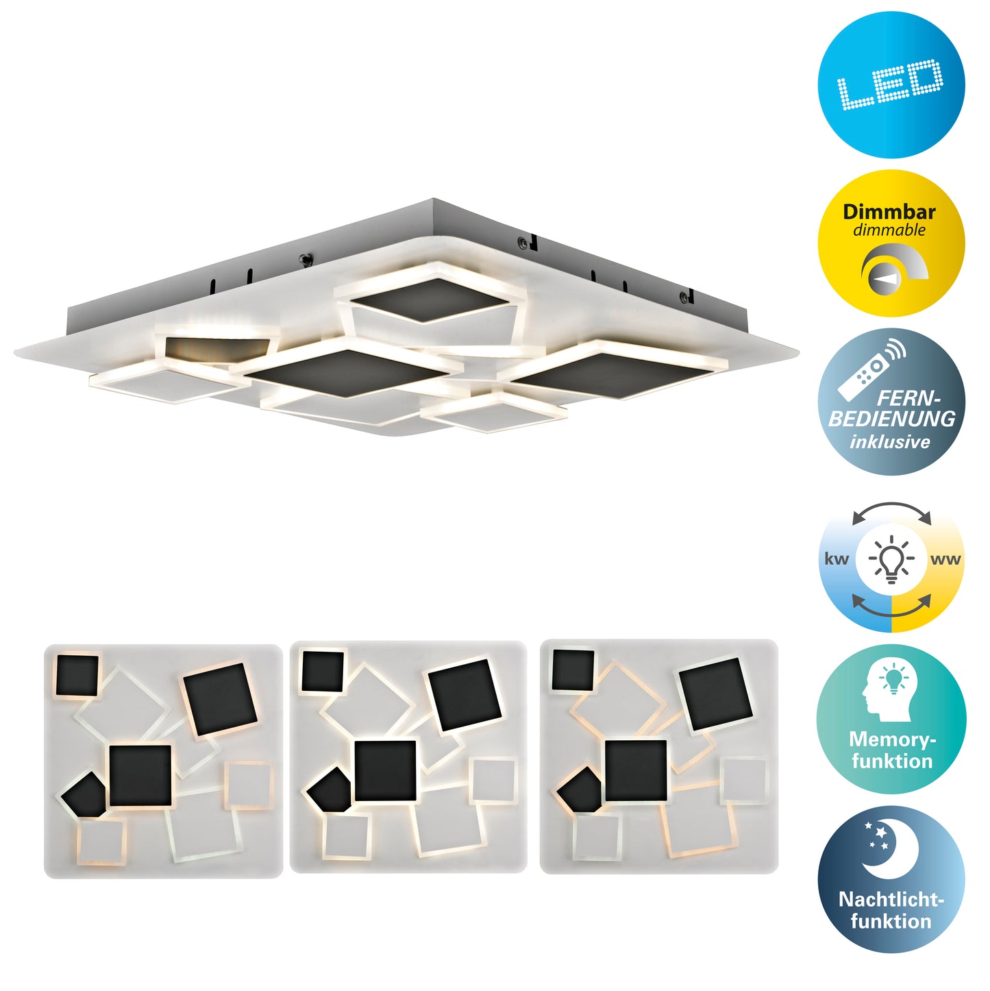LED / CCT Deckenleuchte "VINCENT" L/B: 46,8cm