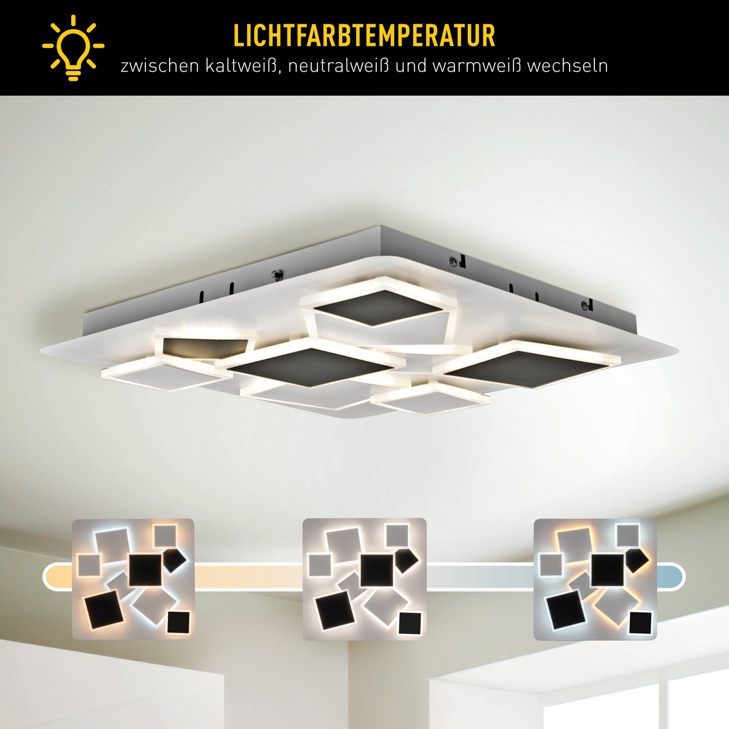 LED / CCT Deckenleuchte "VINCENT" L/B: 46,8cm