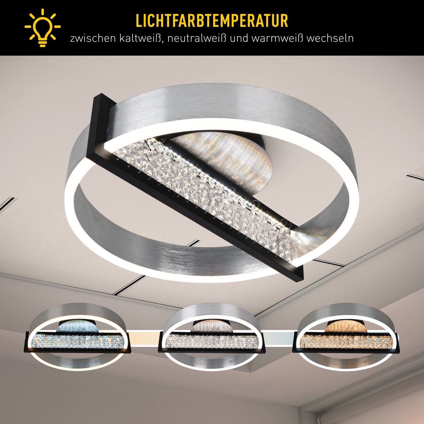LED Deckenleuchte "YVARIS" Inkl. Nachtlichtfunktion L: 53,2cm