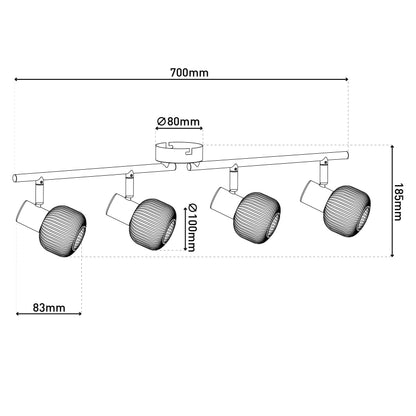 4er Spot Wand-/Deckenleuchte "LEARTA" L: 70cm