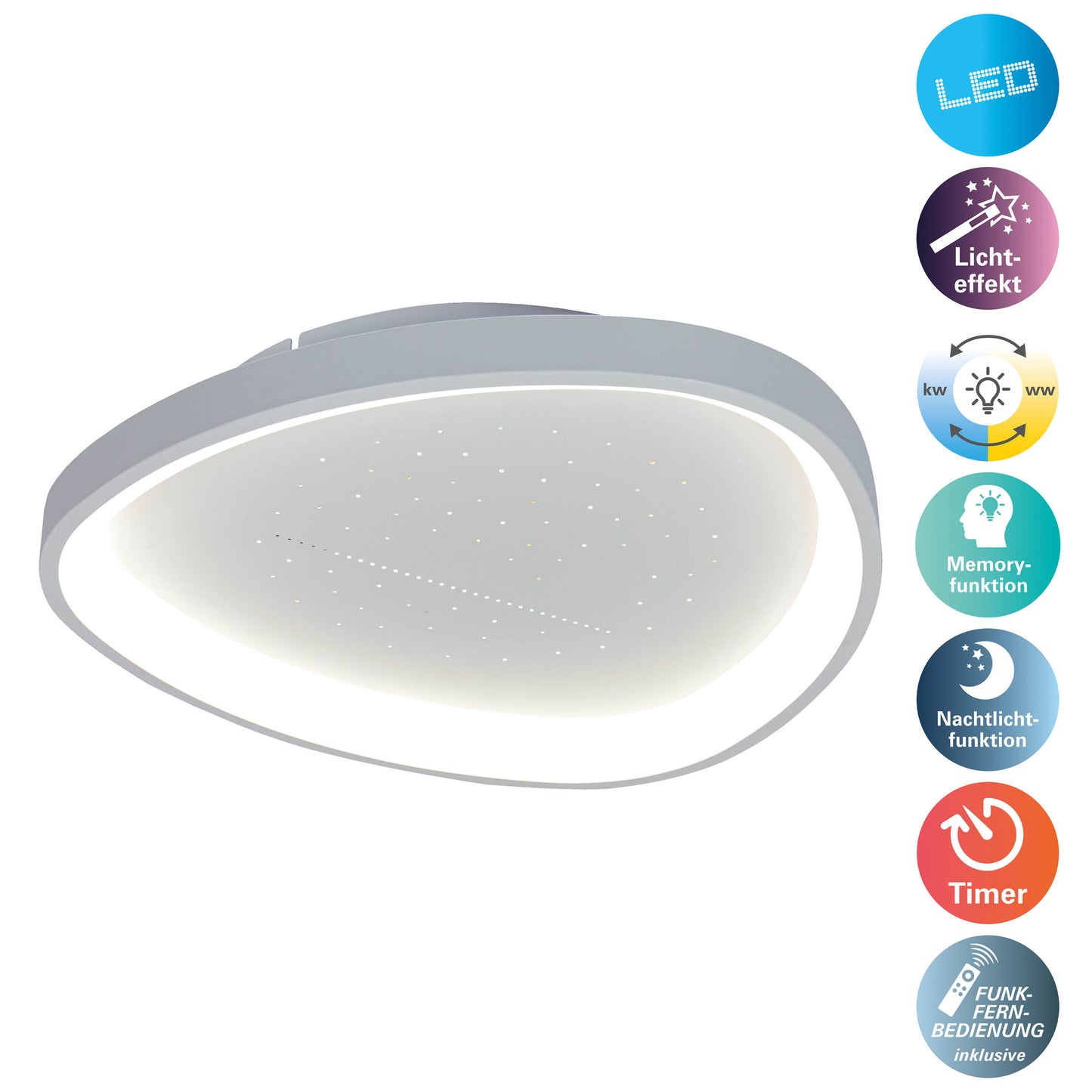 LED / CCT Deckenleuchte "ARGESA" Inkl. Meteor-Licht L/B: 60,5cm