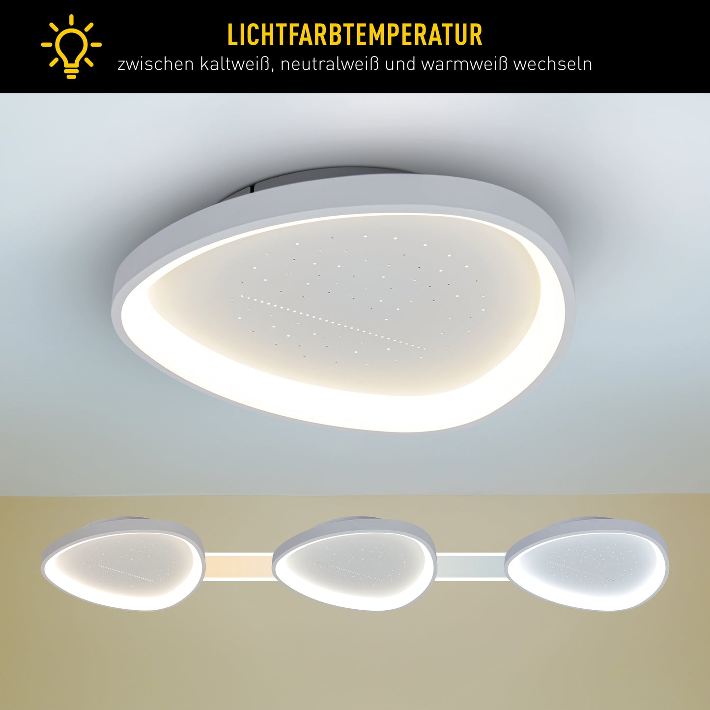 LED / CCT Deckenleuchte "ARGESA" Inkl. Meteor-Licht L/B: 60,5cm