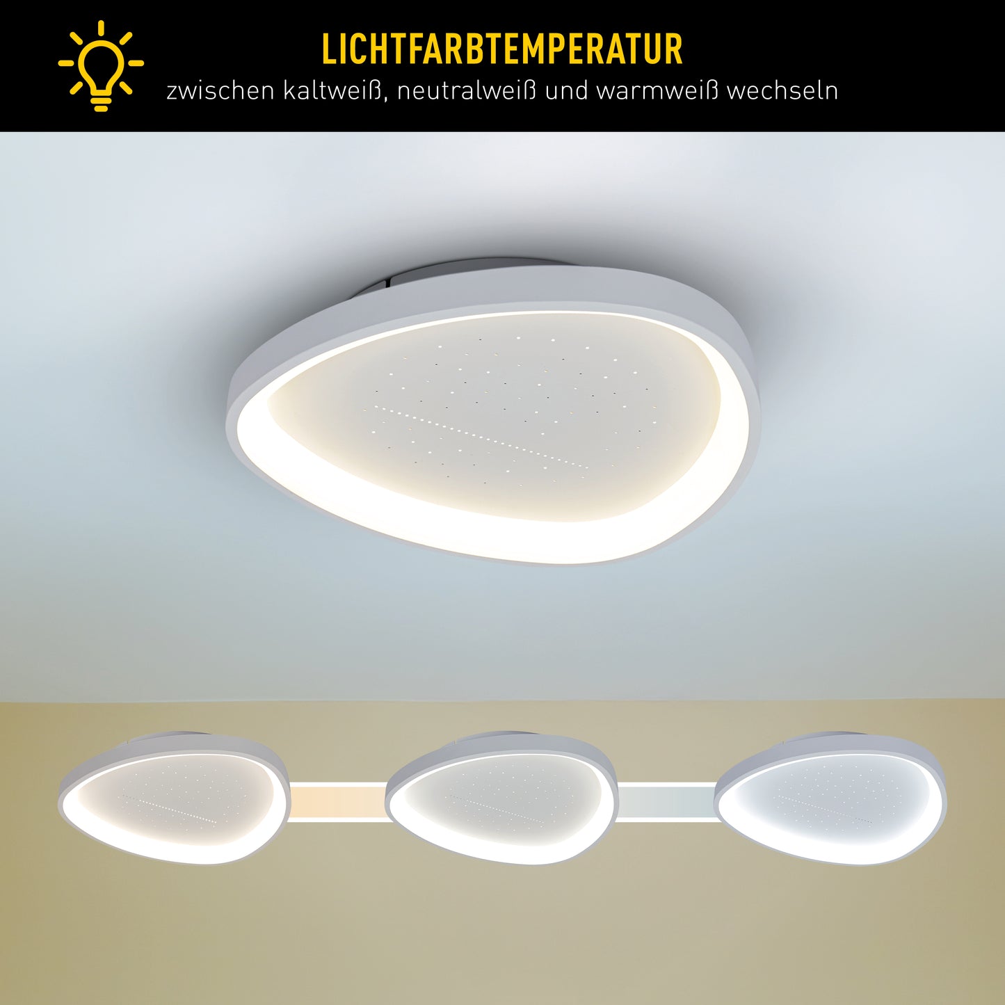 LED / CCT Deckenleuchte "ARGESA" Inkl. Meteor-Licht L/B: 42cm