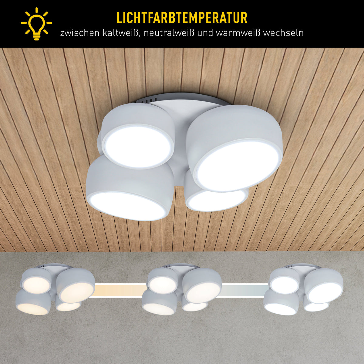 4er LED / CCT Deckenleuchte "ELIORA" L: 48cm