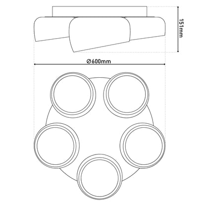 5er LED / CCT Deckenleuchte "ELIORA" Ø: 60cm