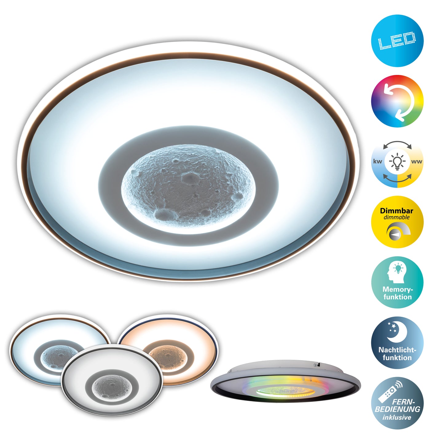 LED / CCT / RGB Deckenleuchte "LIVANA" Ø: 70cm