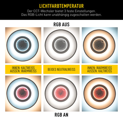 LED / CCT / RGB Deckenleuchte "LIVANA" Ø: 70cm