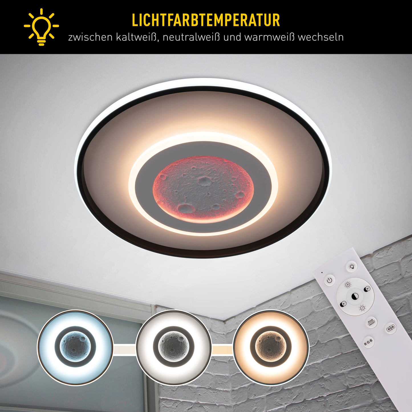LED / CCT / RGB Deckenleuchte "LIVANA" Ø: 70cm