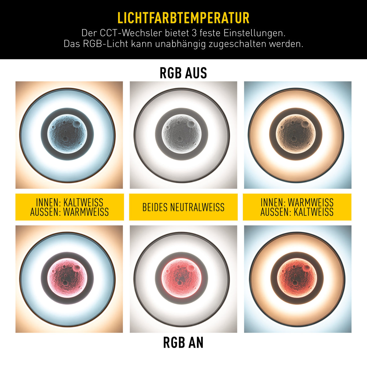 LED / CCT / RGB Deckenleuchte "LIVANA" Ø: 70cm