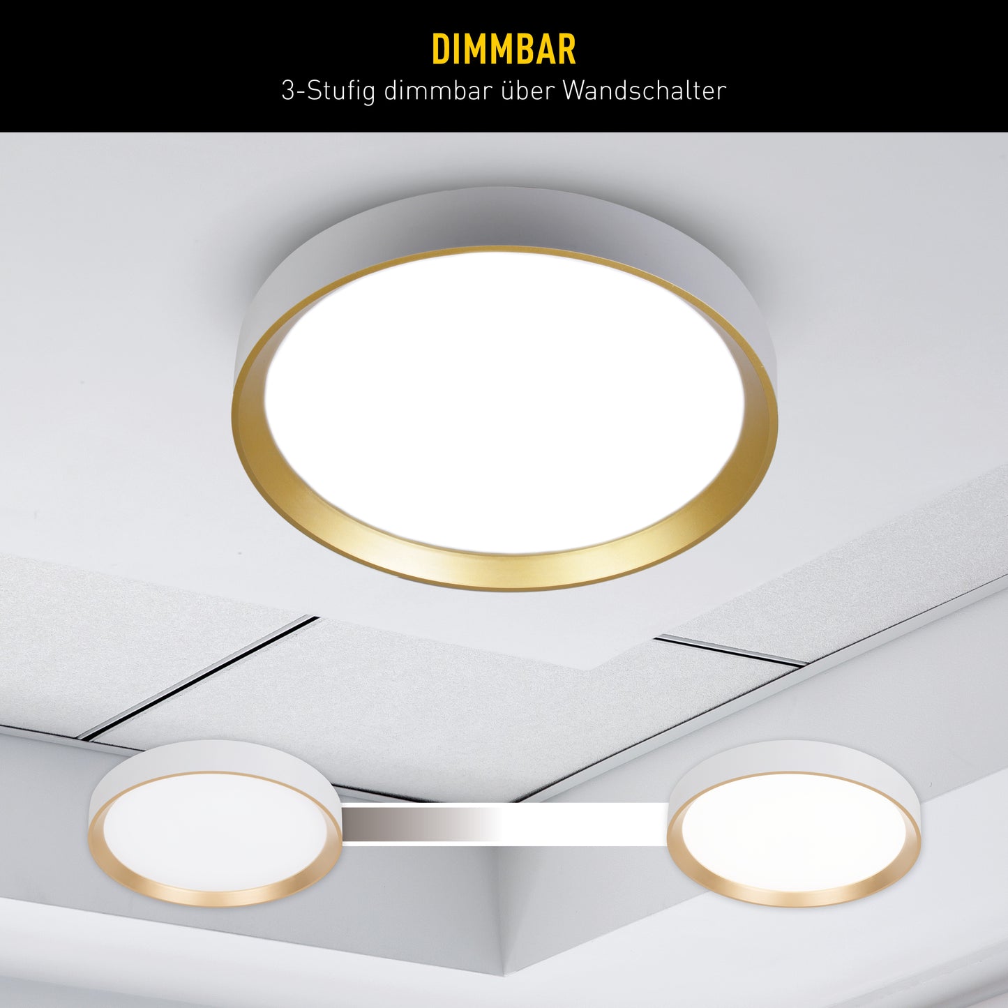 LED Deckenleuchte "RIO" Ø: 38,3cm weiß/gold