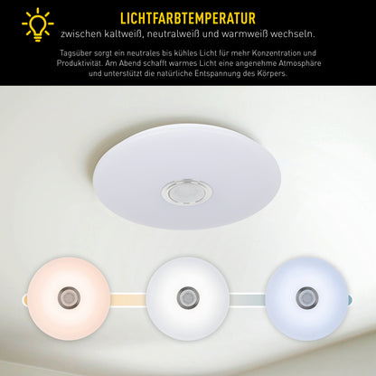 LED / CCT Deckenleuchte "NORDERNEY" inkl. Naturgeräuschen Ø: 38cm