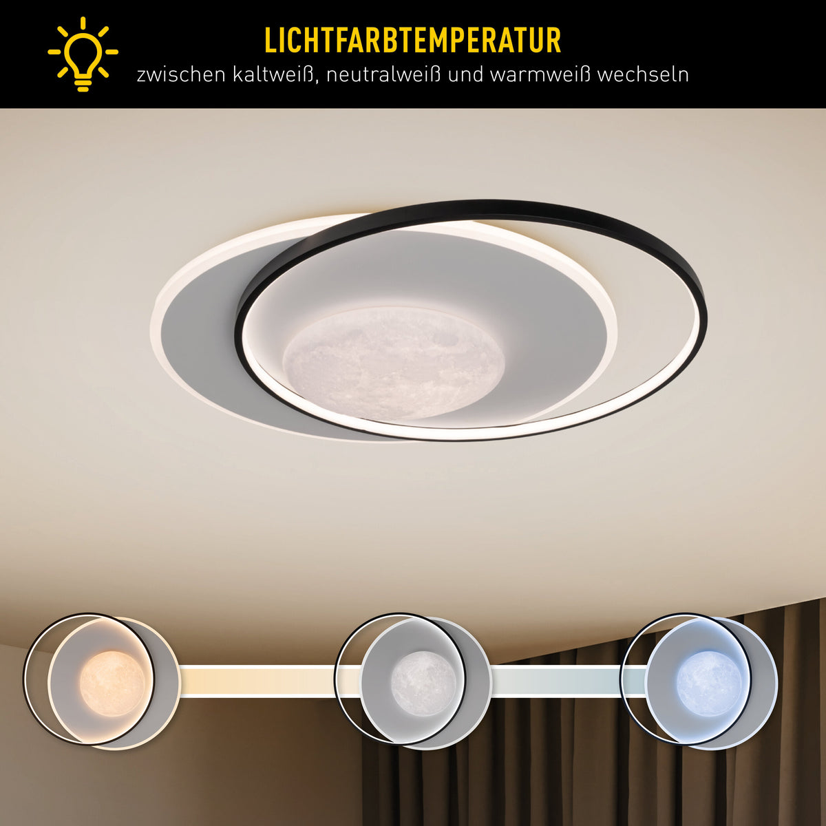 LED / CCT Deckenleuchte "MOONSHINE" L: 58cm