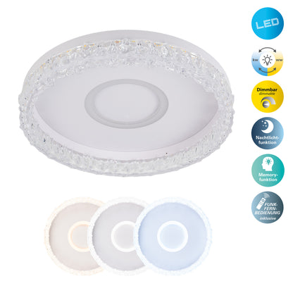 LED / CCT Deckenleuchte "GLACIRA" Ø: 40cm weiß
