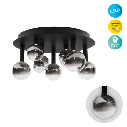 9er LED Deckenleuchte "SINGAPUR" Ø: 45cm schwarz