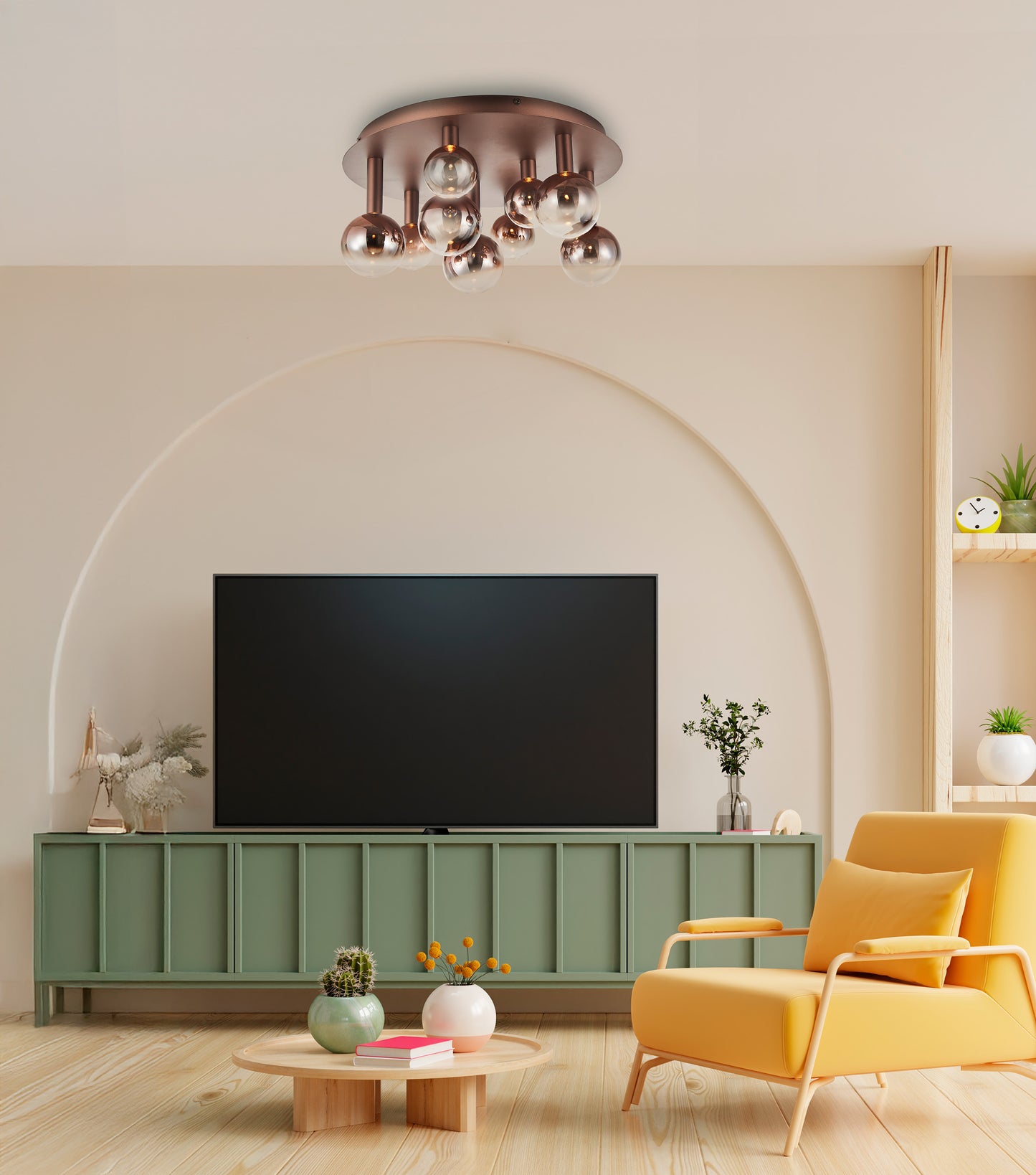 9er LED Deckenleuchte "SINGAPUR" Ø: 45cm kupfer
