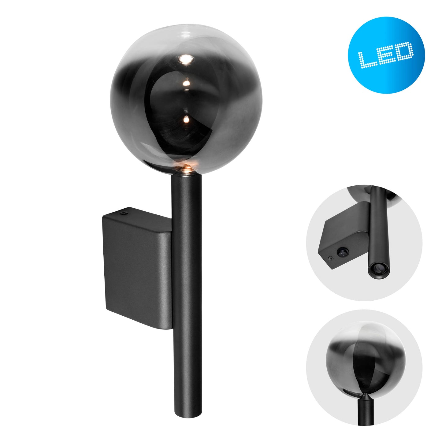 LED Wandleuchte "SINGAPUR" H: 34cm schwarz