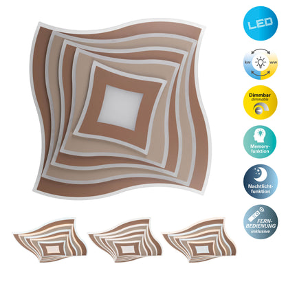 LED / CCT Deckenleuchte "FEVORIA" L/B: 50cm braun