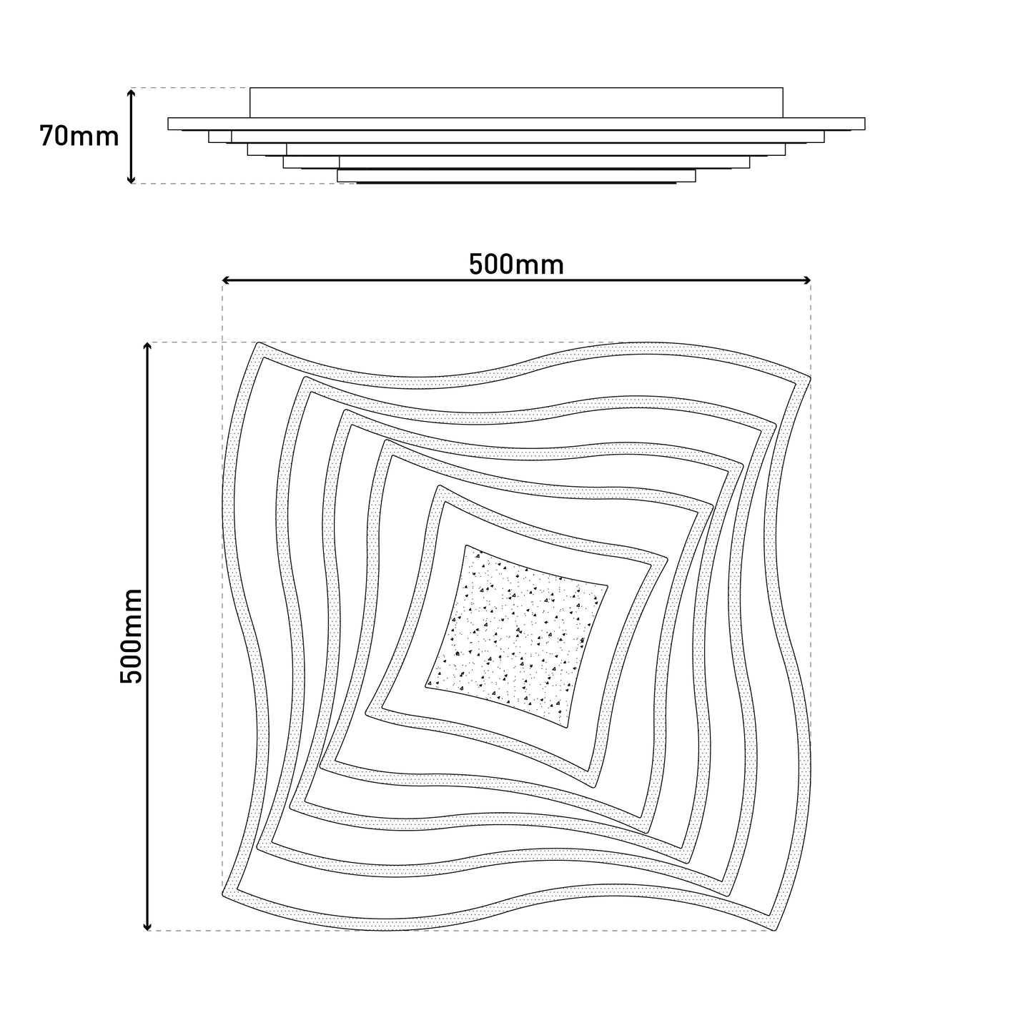 LED / CCT Deckenleuchte "FEVORIA" L/B: 50cm braun