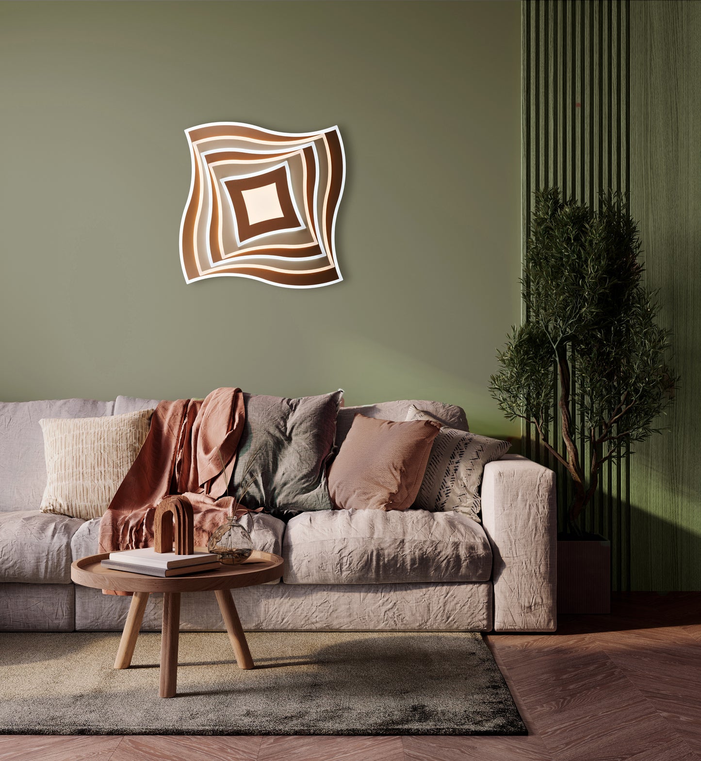 LED / CCT Deckenleuchte "FEVORIA" L/B: 50cm braun