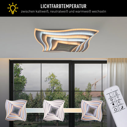 LED / CCT Deckenleuchte "FEVORIA" inkl. 3D-Effekt L/B: 50cm sandweiß