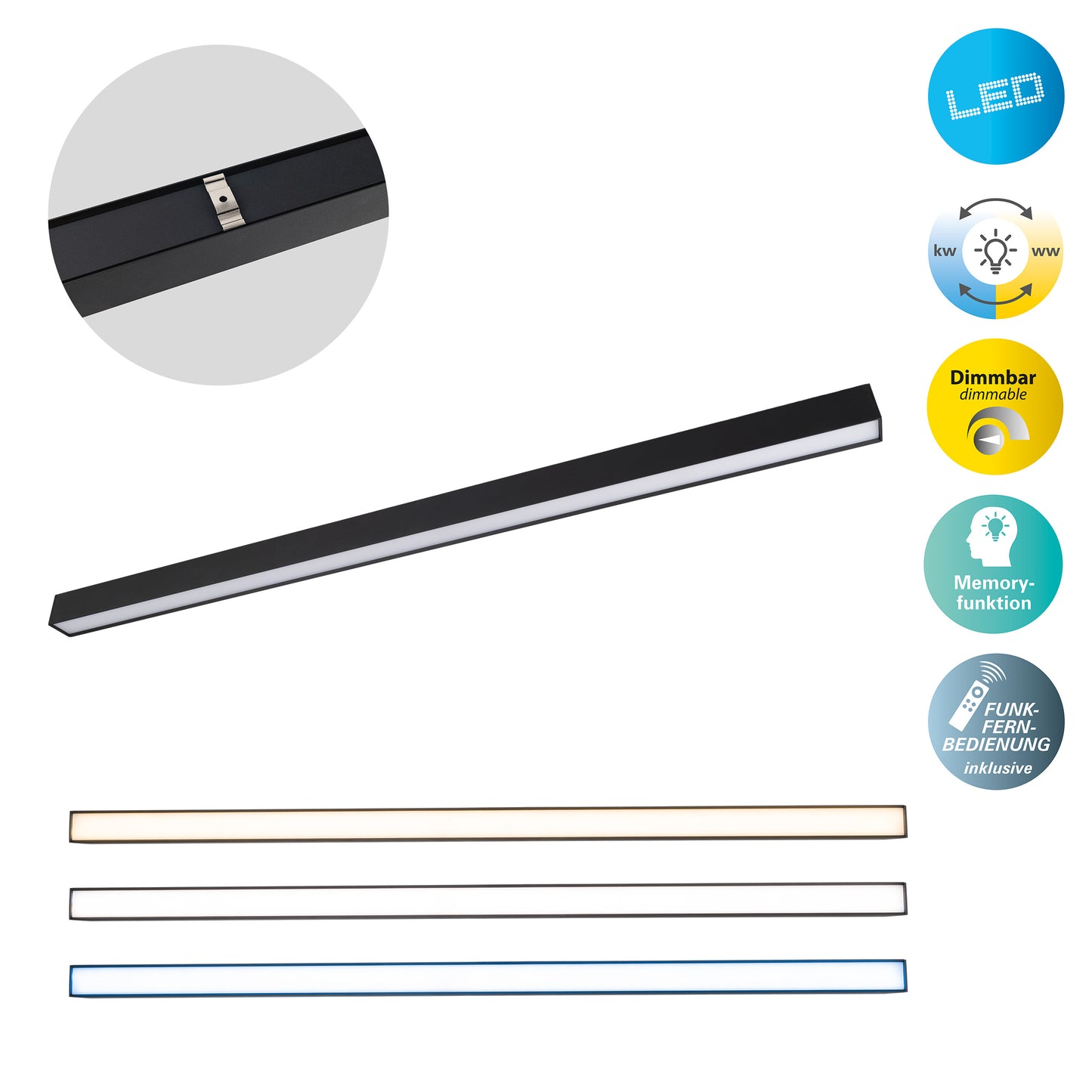 LED / CCT Deckenleuchte "TUBELIS" L: 101cm schwarz
