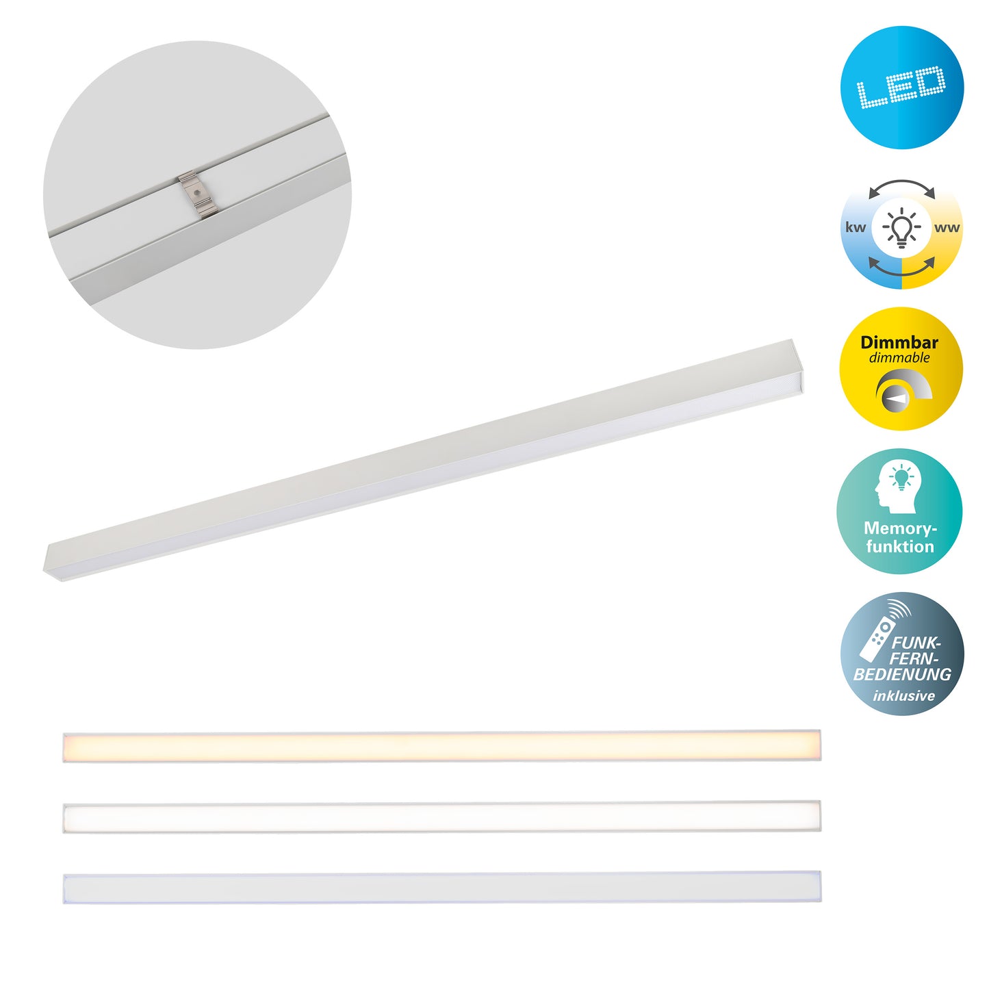 LED / CCT Deckenleuchte "TUBELIS" L: 101cm weiß