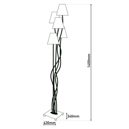 4er Stehleuchte "BOHO" 140cm braun