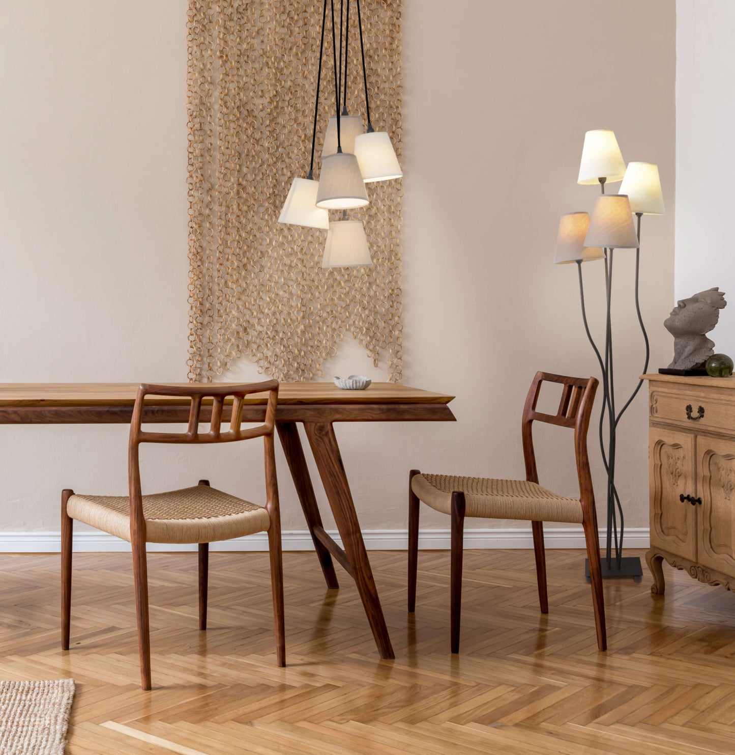 4er Stehleuchte "BOHO" 140cm braun
