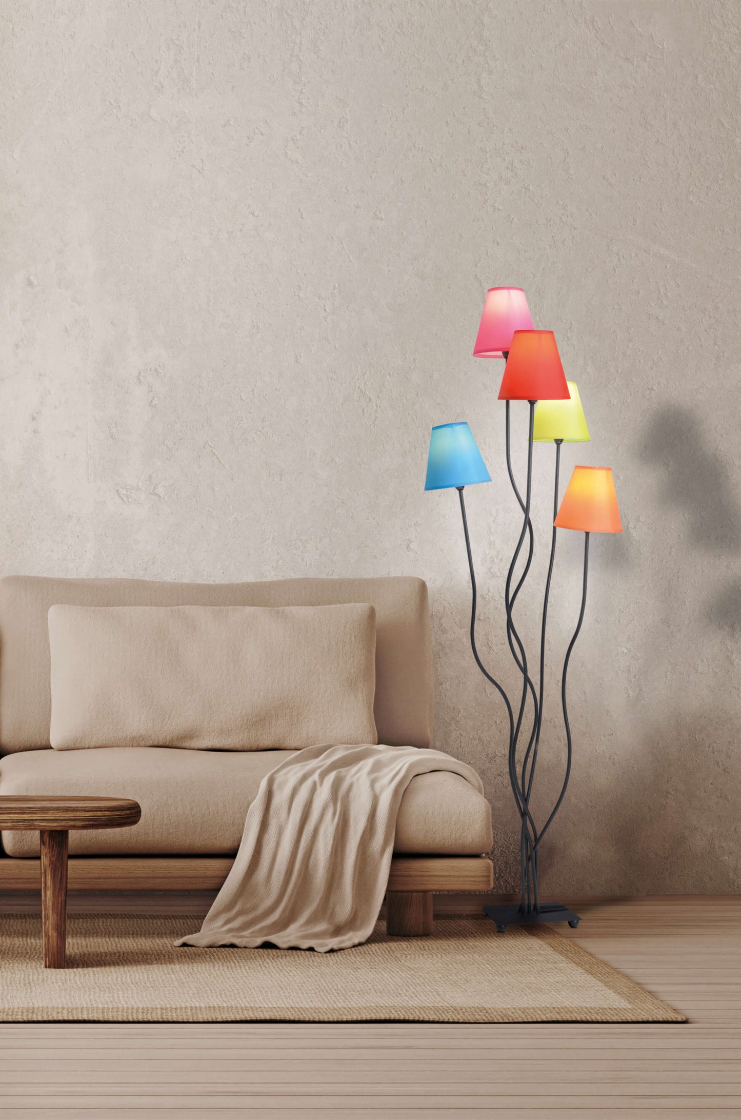 5er Stehleuchte "COLORI" H: 163cm bunt