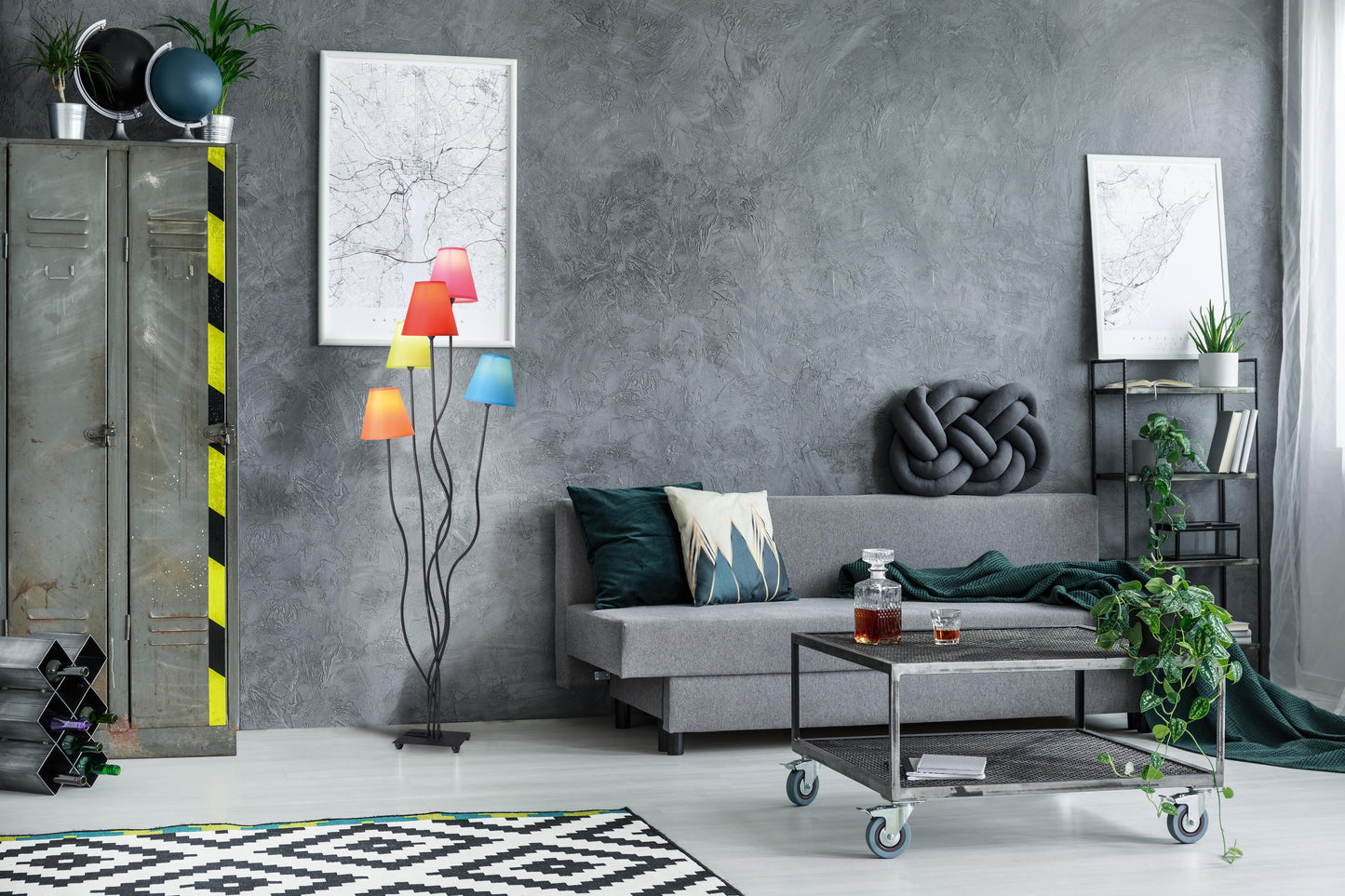 5er Stehleuchte "COLORI" H: 163cm bunt