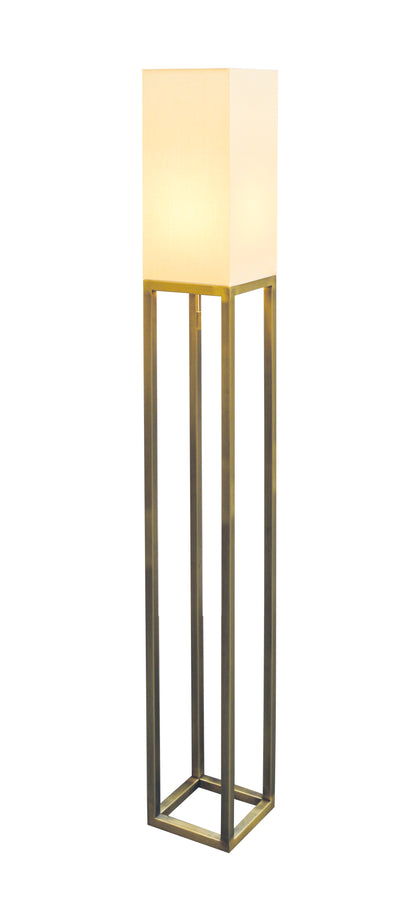 Stehleuchte - Stehleuchte h: 150cm beige "ALFA", Stehlampe im Klassik Stil, aus Metall, Kunststoff und Textilmaterial in beige, 150,5 cm hoch, Ø 19 cm, E27-Fassung  Zugschalter