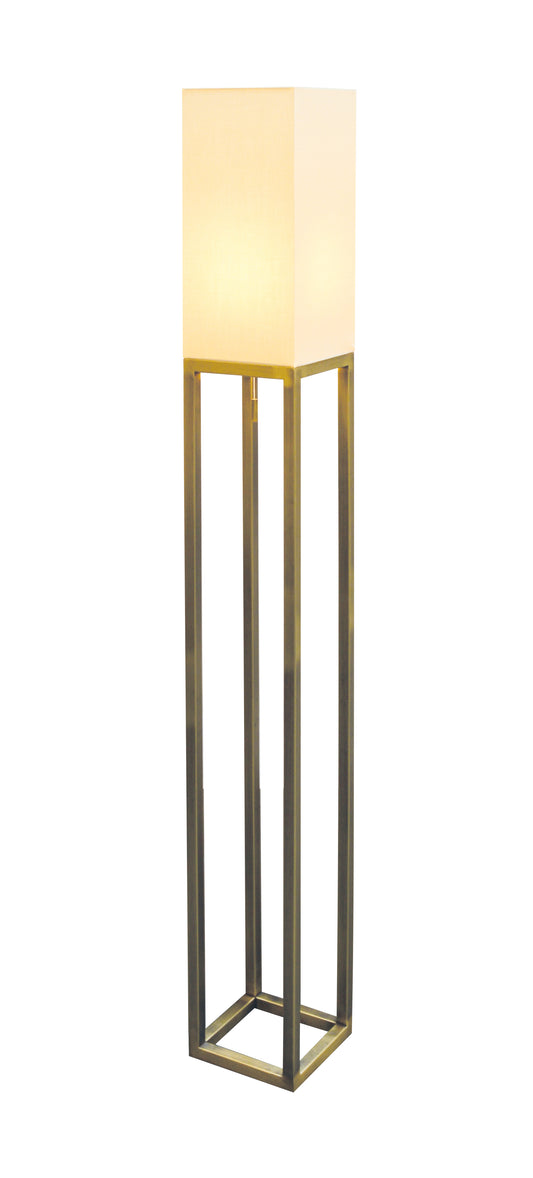 Stehleuchte - Stehleuchte h: 150cm beige "ALFA", Stehlampe im Klassik Stil, aus Metall, Kunststoff und Textilmaterial in beige, 150,5 cm hoch, Ø 19 cm, E27-Fassung  Zugschalter