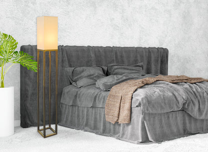 Stehleuchte - Stehleuchte h: 150cm beige "ALFA", Stehlampe im Klassik Stil, aus Metall, Kunststoff und Textilmaterial in beige, 150,5 cm hoch, Ø 19 cm, E27-Fassung  Zugschalter
