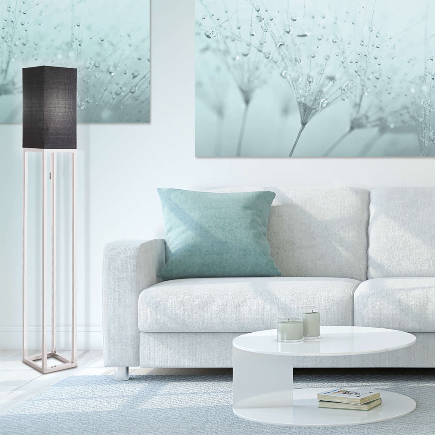 Stehleuchte - Stehleuchte "ALFA" H: 150cm schwarz, Stehlampe im Modern Style, aus Metall, Kunststoff und Textilmaterial in schwarz, 150,5 cm hoch, Ø 19 cm, E27-Fassung  Zugschalter