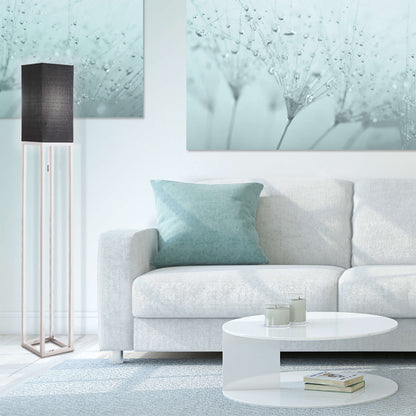 Stehleuchte - Stehleuchte "ALFA" H: 150cm schwarz, Stehlampe im Modern Style, aus Metall, Kunststoff und Textilmaterial in schwarz, 150,5 cm hoch, Ø 19 cm, E27-Fassung  Zugschalter