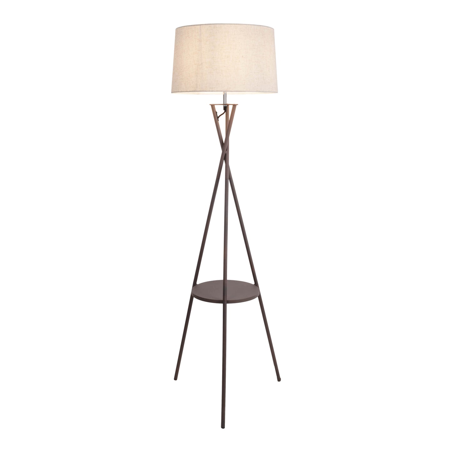 Stehleuchte mit integriertem Tisch "TORA" H: 158cm rostfarben/beige