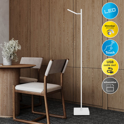 LED Akku-/ Stehleuchte "LUPA" H:135cm weiß