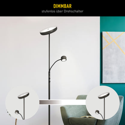 LED Stehleuchte "ROMIS" mit Lesearm schwarz