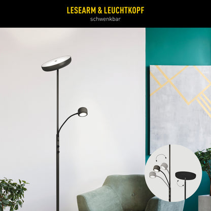 LED Stehleuchte "ROMIS" mit Lesearm schwarz